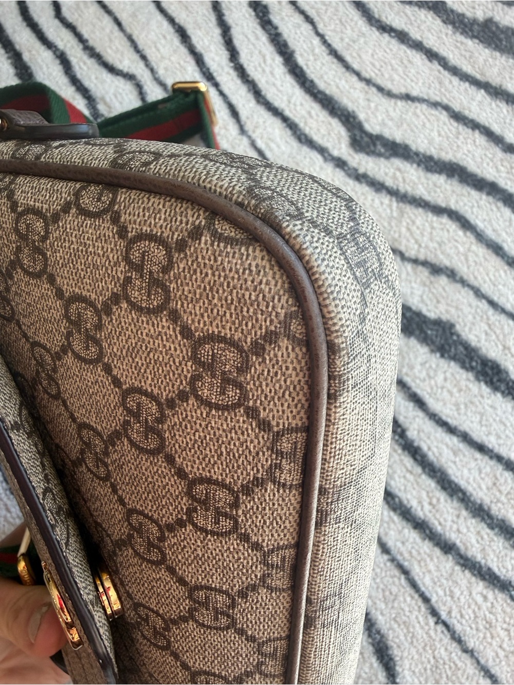 Authenticated Gucci Ophidia GG Supreme Mini Envelope Crossbody Bag Beige Ebony - Picture 9 of 15